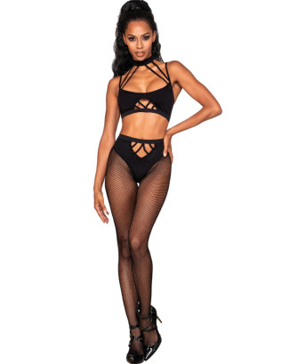 Ensemble de deux pièces avec brassière à lanières et collants.